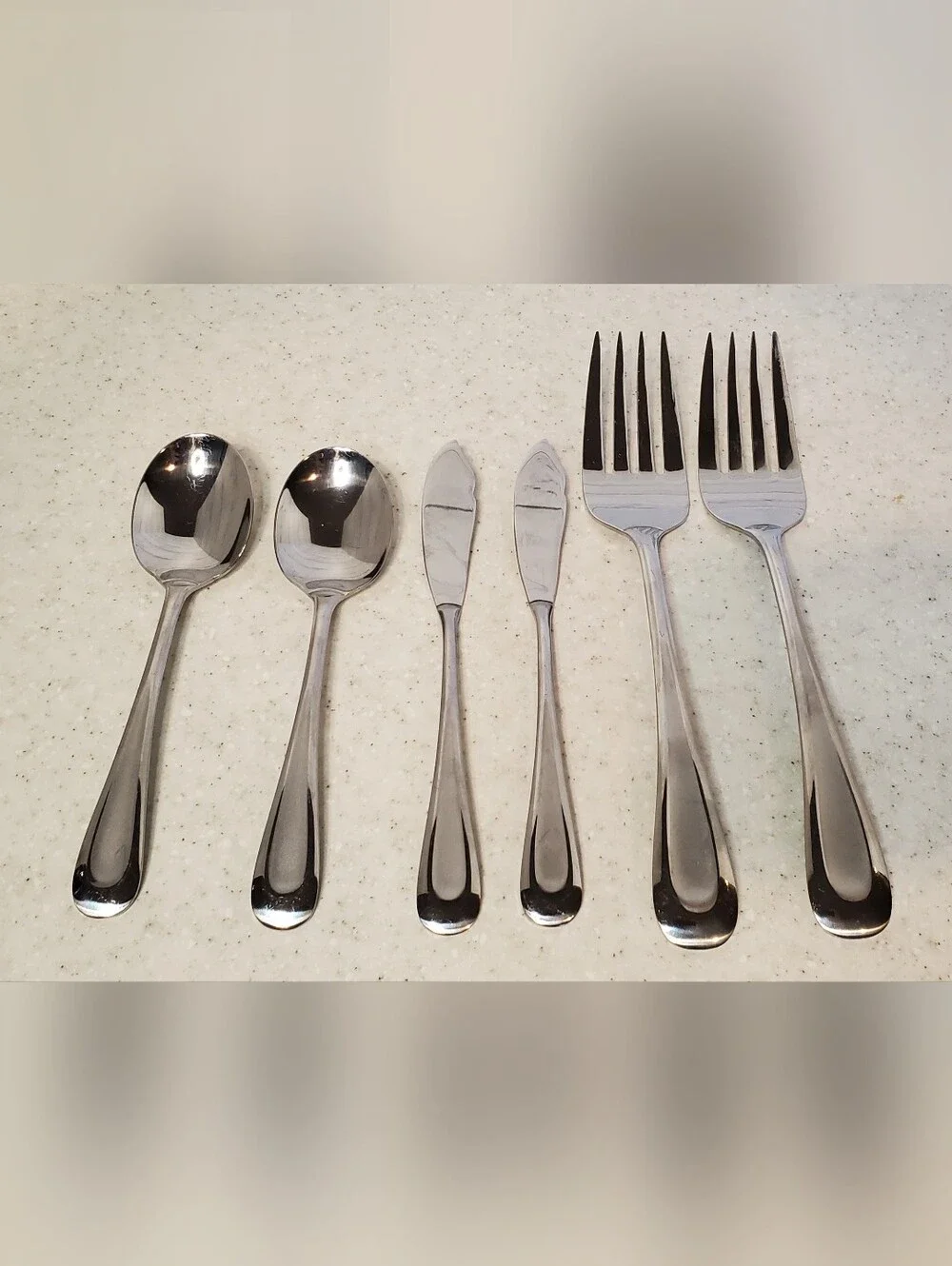 Oneida Satin Sand Dune 6 Pc Serving Flatware Set Forks Spreaders Spoons